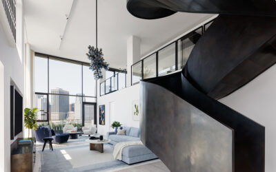 Sculptural Stair Overlooking The NY Skyline